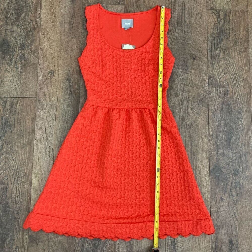 Anthropologie Maeve Coral Scalloped Sleeveless Dress Lace Back Fit and Flare XS - Picture 7 of 8